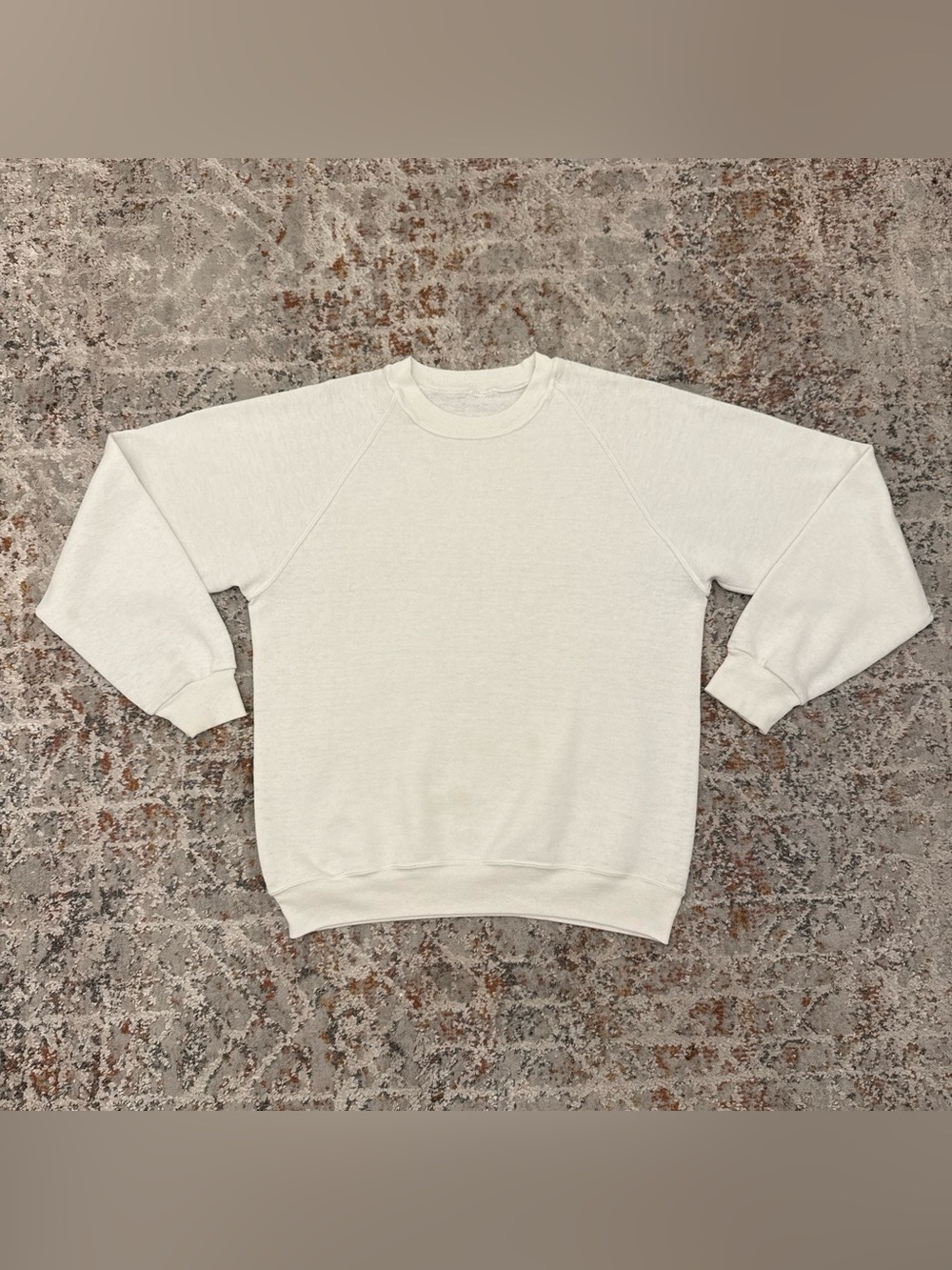 VTG 1980s Blank Cream Raglan Crewneck Sweatshirt Fits Mens M Womens L 80s Style